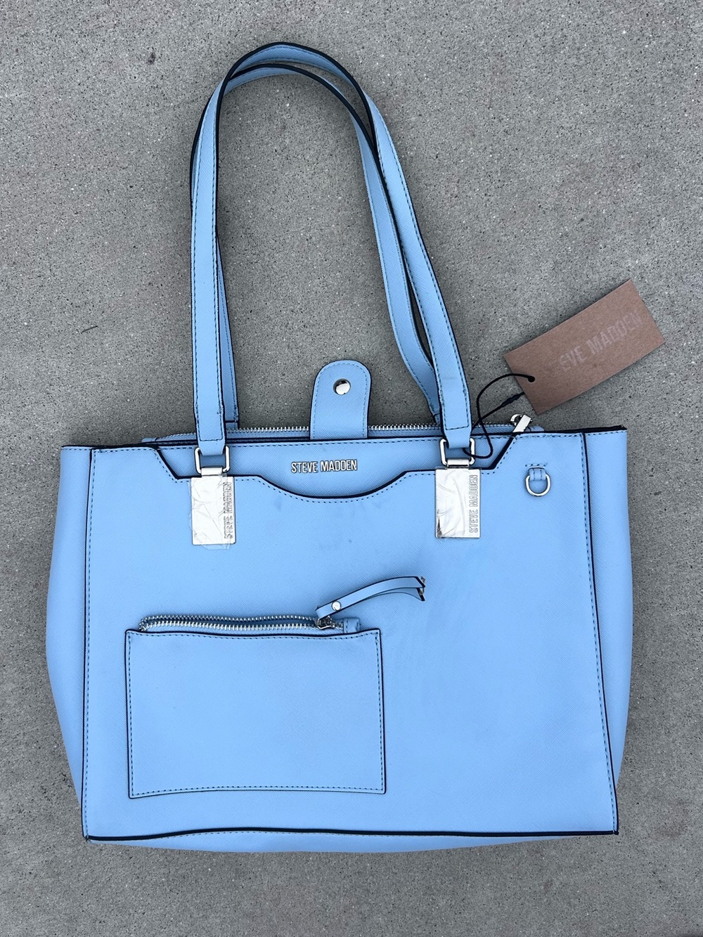 Steve Madden Sky Blue Tote with Front Pocket